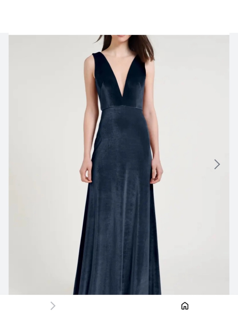 Jenny Yoo Dress V-Neck Navy Velvet Evening Gown 12 - Picture 1 of 15